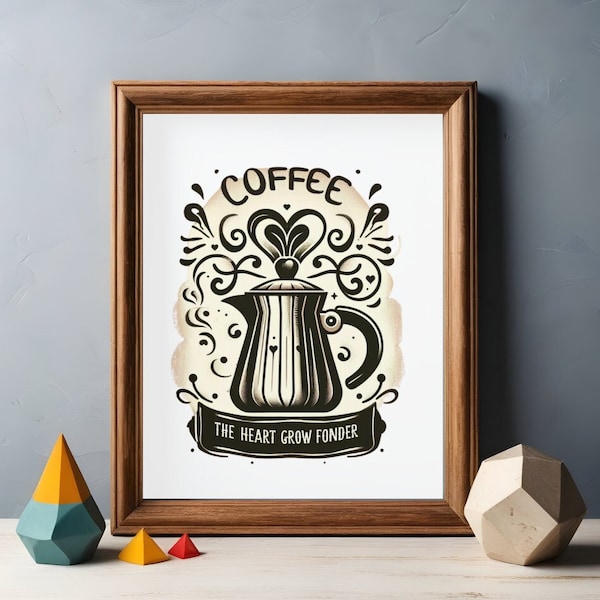 vintage coffee wall art, vintage coffee pot print, coffee bar print, coffee bar decor, coffee poster, coffee printable, digital download