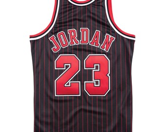 Besticktes MICHAEL JORDAN NBA Bulls Trikot - M und N genähte Edition - gestreiftes Trikot / NBA-Jersey.