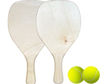 Beach Tennis Set inkl. 2 Tennisbälle für den Sommer / Holzschläger / Handmade