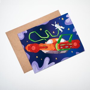 Hase Lost in Space - Kunst Grußkarte