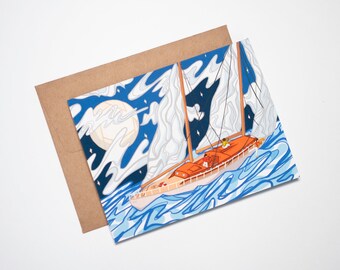 A Wispy Sail - Art Greeting Card