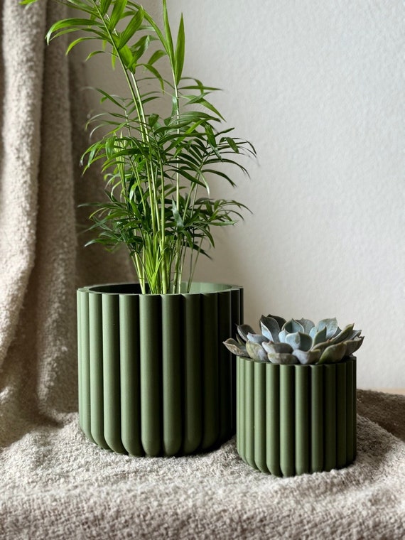 Flower Plant Pot OLIVE GREEN | Minimalist design | Home decor gift