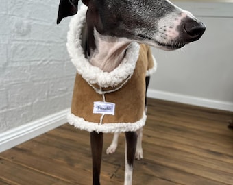 Abrigo de ante color praliné de galgo italiano