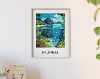 Philippines Archipelago Travel Poster - Tropical Paradise & Island Scenery Wall Art, Vibrant Home Decor, Perfect Gift for World Travelers