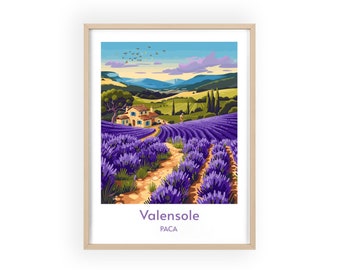 Valensole, Frankreich Lavendelfelder Poster - Provence Landschaftsdruck, rustikale französische Landschaftswandkunst, ruhige Wohndekoration