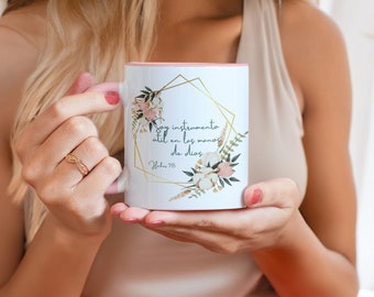 Hechos 9:15 mok - inspirerende Spaanse bijbelversbeker, christelijk geloofsgeschenk, keramische koffietheebeker, religieus citaat decor"