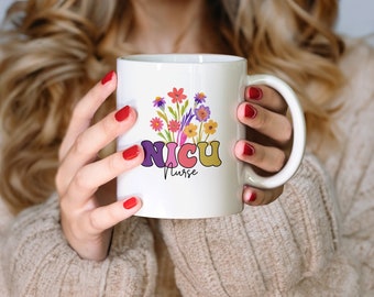 NICU verpleegkundige bloemenkoffiemok: waarderingscadeau