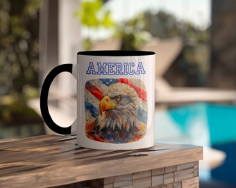 American Eagle Patriotic Coffee Mug: USA Pride, 4th of July Gift