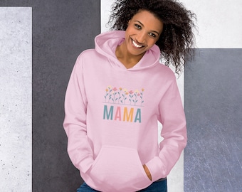 Retro Mama Hoodie, Floral Mother's Day Gift