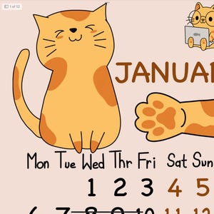 2025 Cat Calendar Digital PDF | Cute Cat Monthly Planner | Instant Download