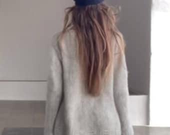 Gray Alpaca Blend Sweater: Slouchy Knit Jumper