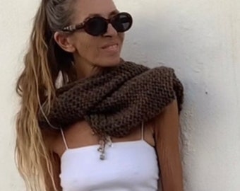 Brown poncho alpaca poncho cover-up, sustainable ethical fashion