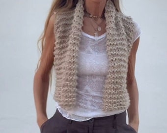 gilet, gilet en alpaga, mélange de coton pima et laine d'alpaga beige couleurs personnalisées disponibles