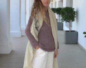 rosa Pullover, Damen übergroße Alpaka slouchy Passform Pullover, extra lange Ärmel,