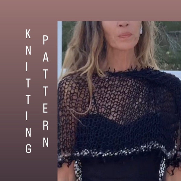 KNITTNG PATTERN for beginners, women’s Poncho capelet, Pattern PDF, Easy Knit Pattern, cover up,  in English