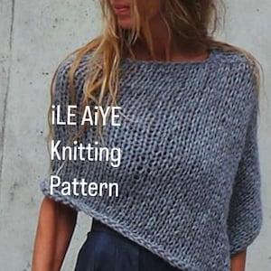 Poncho KNITTNG PATTERN for beginners, womens Poncho, Pattern PDF, Easy Knit Pattern, cover up, in English image 3