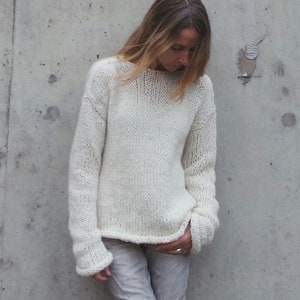 Alpaca Ivory White Sweater Women s Slouchy Over sized Pullover