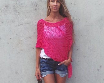 pink Cotton summer poncho cover up