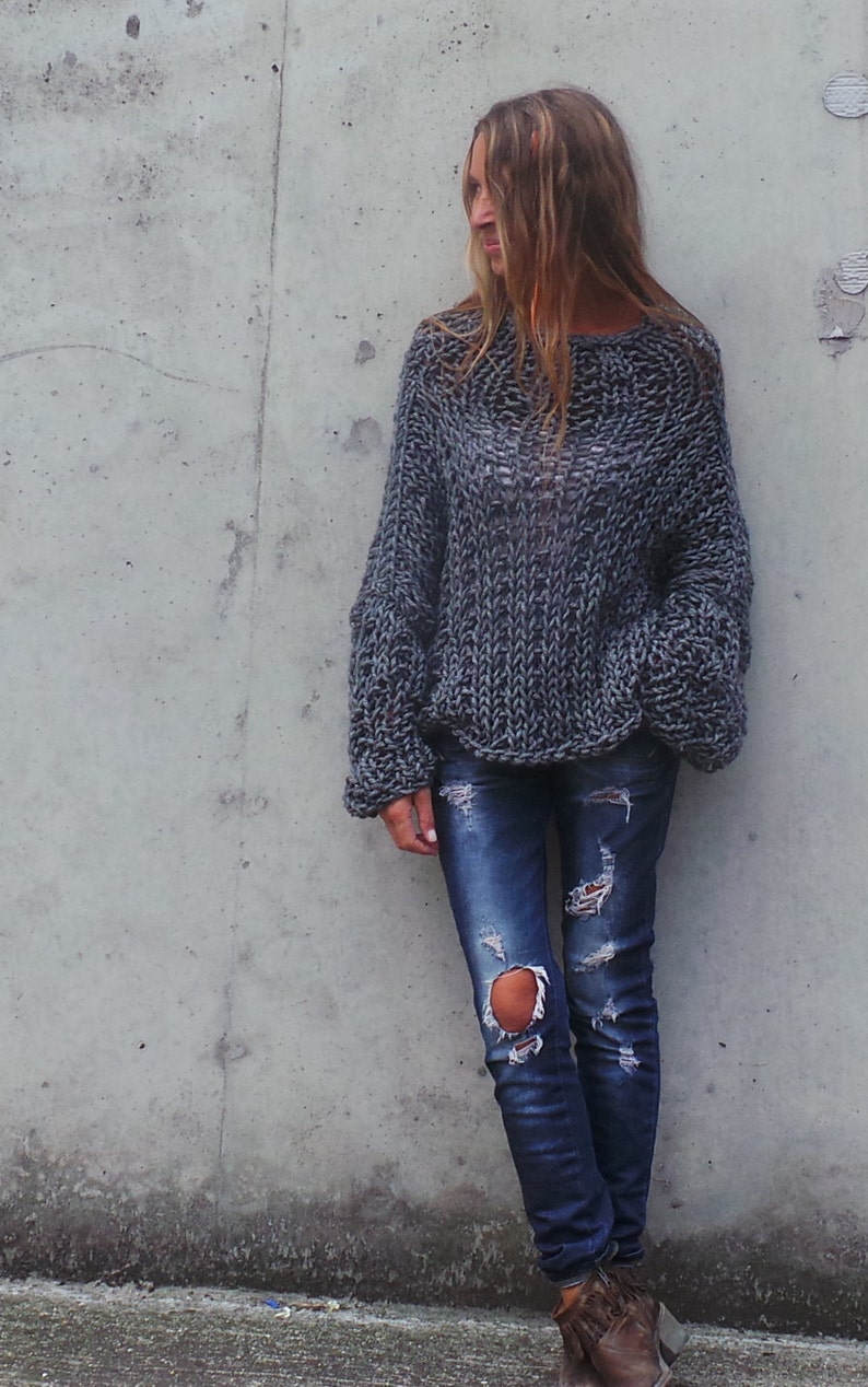 Pull gris Gris Femmes gris trapu sur le chandail trapu gros Etsy