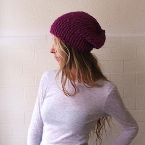 pink hat, Chunky beanie, vegan, READY TO SHIP