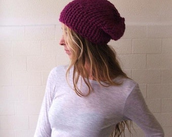 pink hat, Chunky beanie, vegan, READY TO SHIP