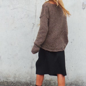 Alpaca brown slouchy sweater jumper, over-sized with extra long sleeves, Sustainable and ethically made image 5