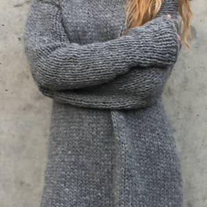 Gray Alpaca sweater dress, pullover, jumper dress women's knit dress, long line, handmade knitwear sustainable ethical clothing, Y2K image 2