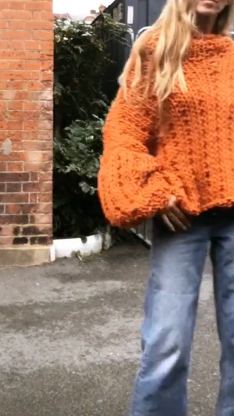 Tangerine Orange Sweater Women's Chunky Over Sized Slouchy Etsy