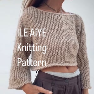 sweater Knitting pattern, women’s crop top, women’s easy knit pattern, PDF boho English KNITTING PATTERN, beginners, Y2K,