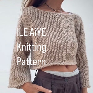 sweater Knitting pattern, women’s crop top, women’s easy knit pattern, PDF boho English KNITTING PATTERN, beginners, Y2K,