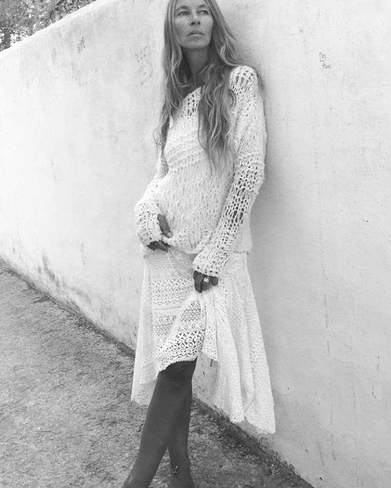 Ivory White Loose Knit Slouchy Sweater Thumb Hole Loose Knit - Etsy