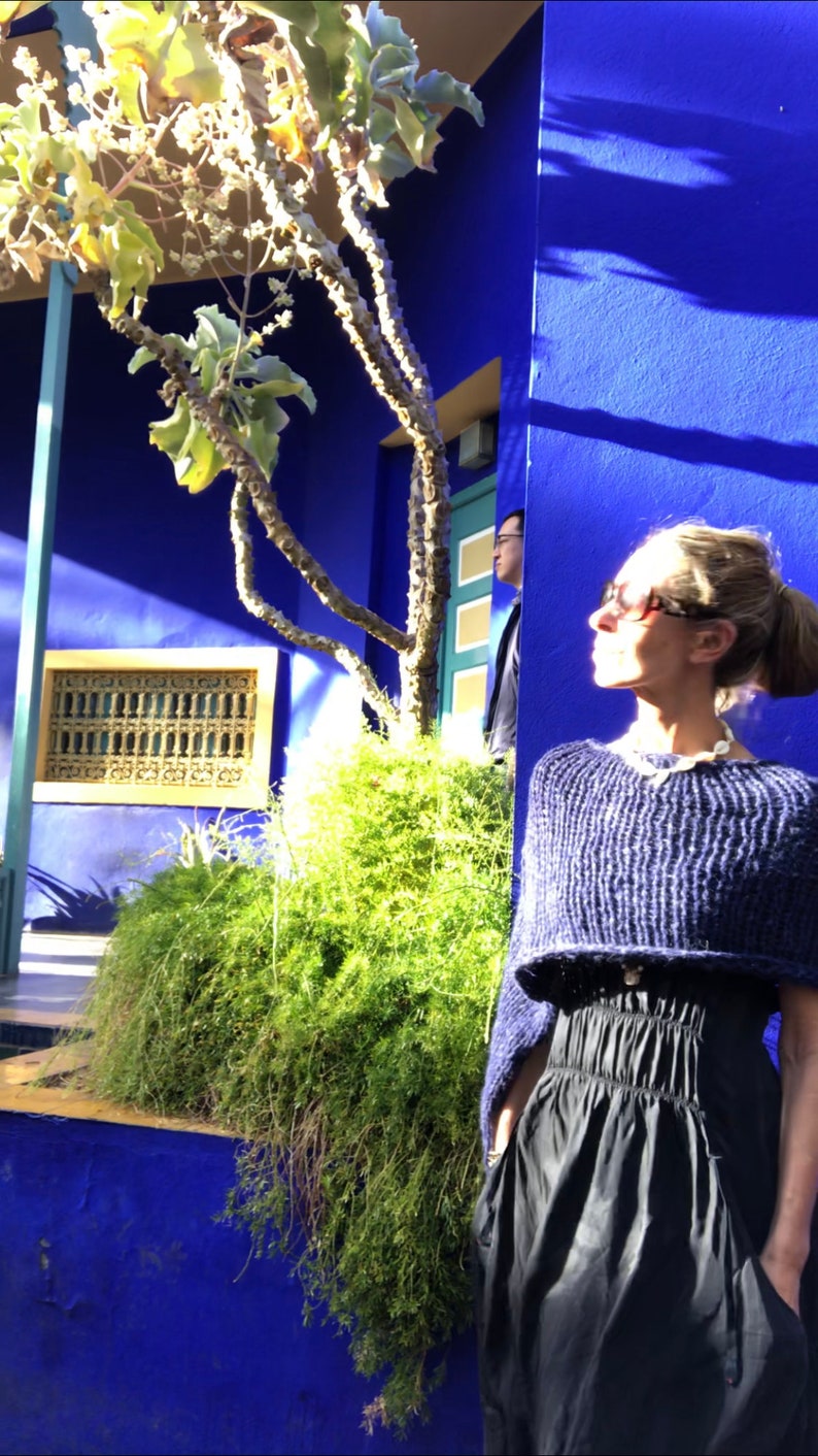 Navy Blue poncho alpaca poncho cover-up warm winter cover up