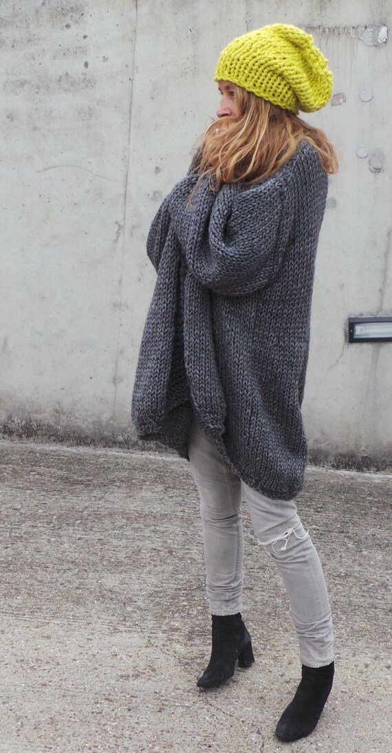Over Sized Cardigan Long Cardigan Coat Sweater Gray Sweater - Etsy
