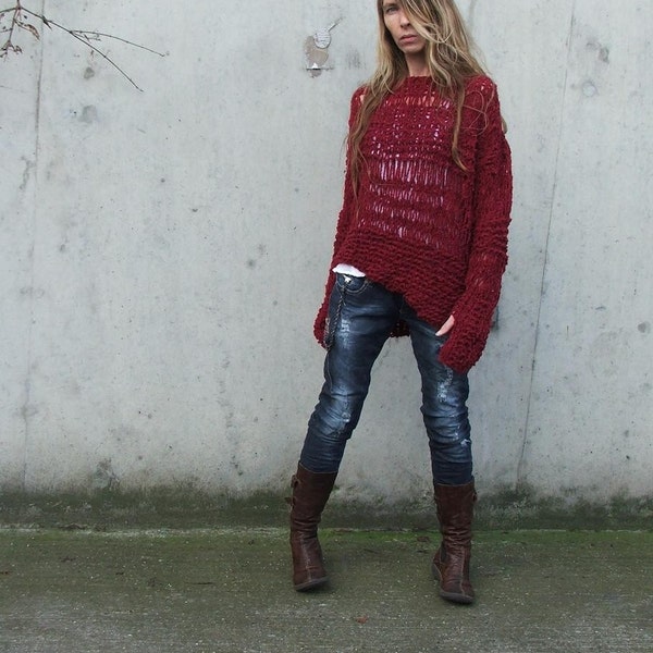 Red sweater Garnet red oversized grunge sweater LAST ONE in this shade