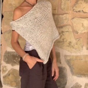 Silver gray poncho/alpaca/cover-up/grey/cover up/top/ image 5