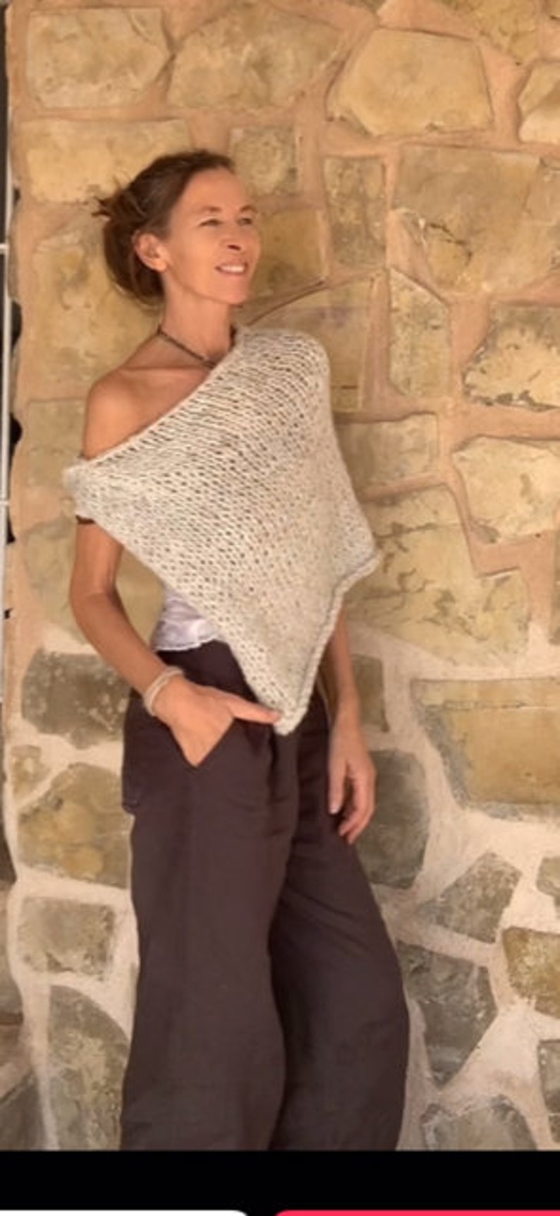 Silver gray poncho/alpaca/cover-up/grey/cover up/top/ image 5