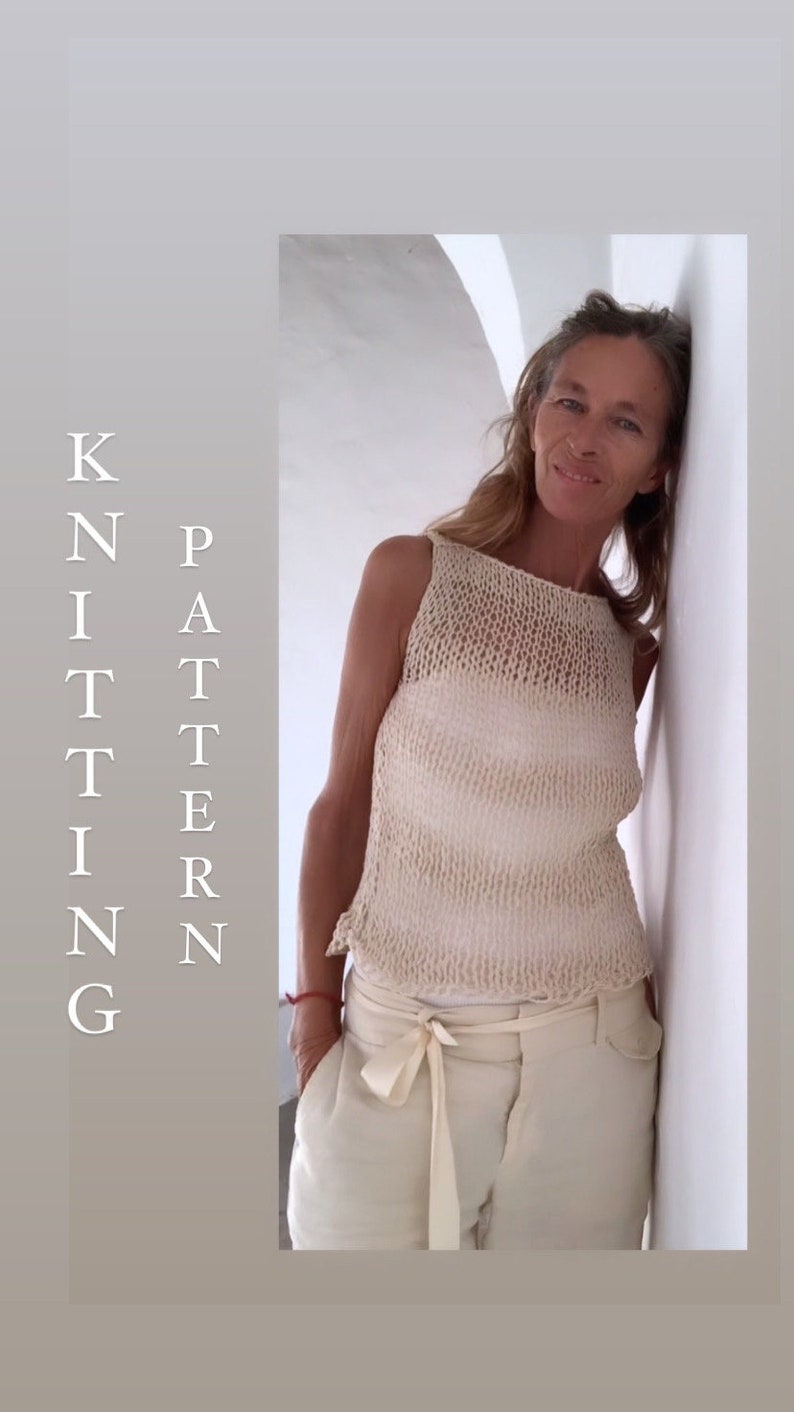 KNITTING PATTERN sheer knit tank top/easy beginners knit top /vest/clothing /Handknit/English pattern PDF image 4