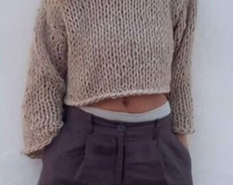 Sweater Easy Knitting Pattern Women's Crop Top Crop Sweater
