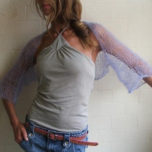 lilac bolero shrug/lightweight, loose knit, summer, ethereal, sheer image 4