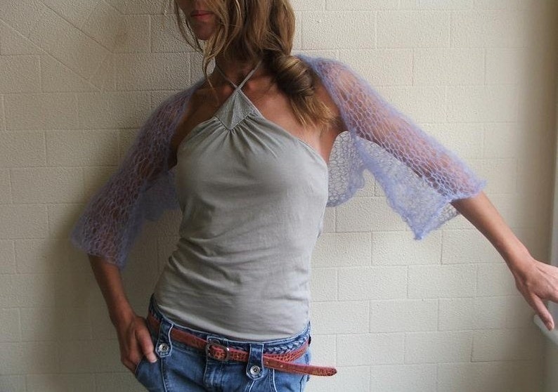 lilac bolero shrug/lightweight, loose knit, summer, ethereal, sheer image 4