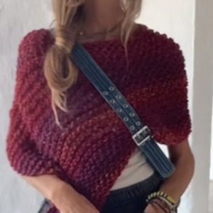 Red Poncho, ombre stripe tweed, cover up top image 3