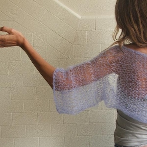 lilac bolero shrug/lightweight, loose knit, summer, ethereal, sheer image 3