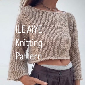 Knitting pattern Sweater womens fashion, crop top, womens easy knit pattern, PDF boho English KNITTING PATTERN, beginners, Y2K image 10