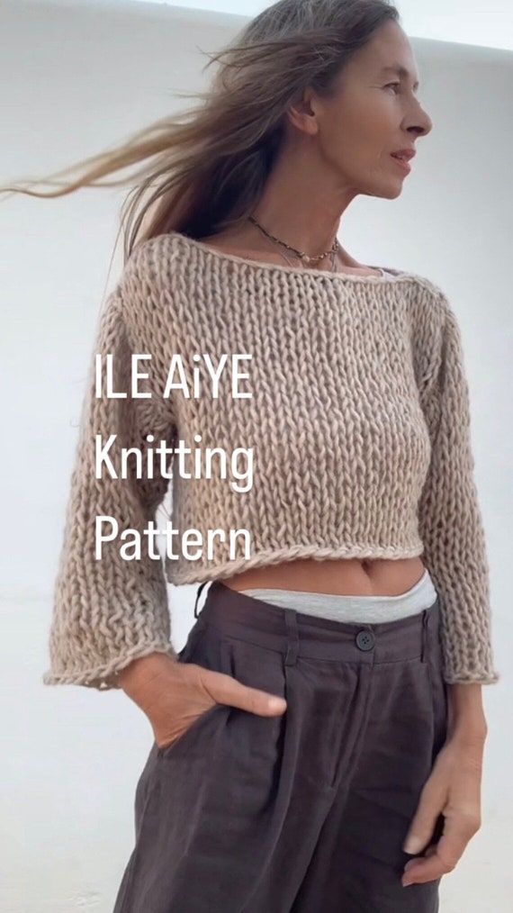 Modèle de tricot pour femmes, pull tendance, haut court, modèle de tricot  facile pour femmes, PDF bohème anglais modèle de tricot, débutants, Y2K -   France