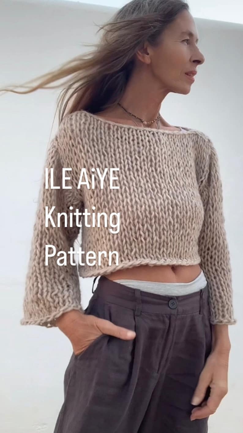 Knitting pattern Sweater womens fashion, crop top, womens easy knit pattern, PDF boho English KNITTING PATTERN, beginners, Y2K image 10