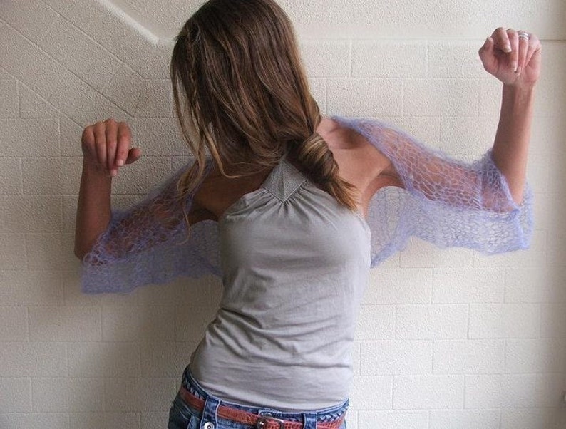 lilac bolero shrug/lightweight, loose knit, summer, ethereal, sheer image 5