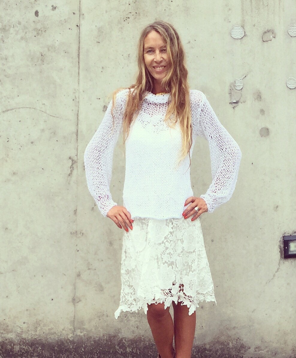 White Sweater Loose Fit Summer Knit 