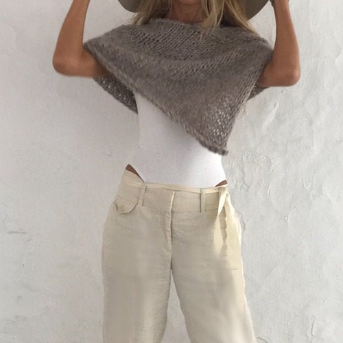 beige alpaca wool poncho