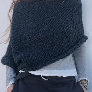 Charcoal Gray Alpaca poncho image 2
