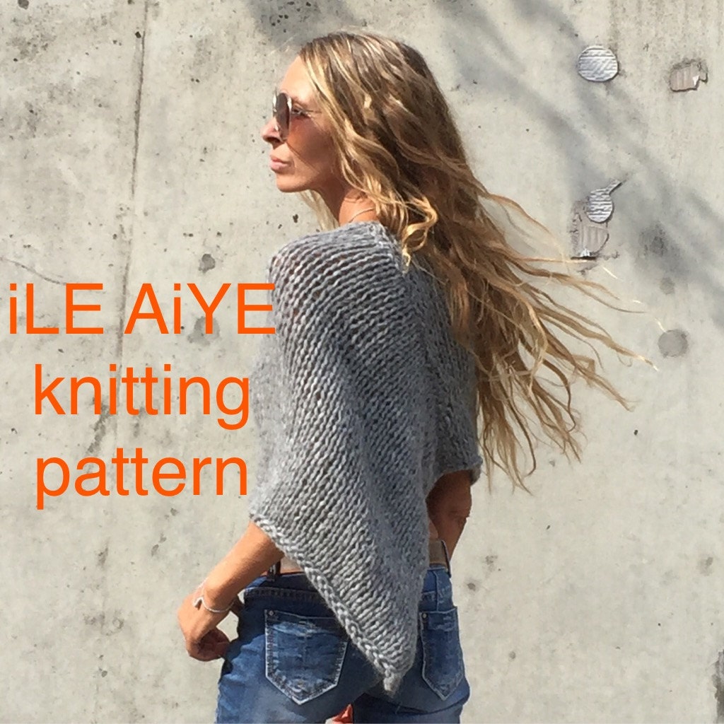 KNITTNG PATTERN for beginners women’s Poncho Pattern PDF Easy Knit Pa…